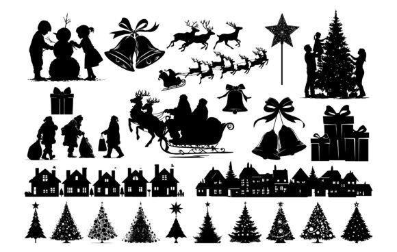 Download Christmas Silhouette Vector Design Set - Christmas silhouette Collection