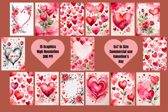 Download Valentines Cards, 5x7 Commercial Use - Premium Bundle