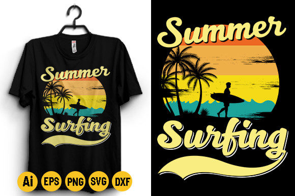 Download Summer Surfing T-shirt Design Template - Summer Collection