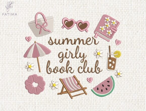Download Summer Girly Book Club Embroidery Design - Summer Collection