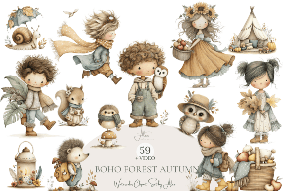 Download 59 Autumn Boho Clipart - Premium Bundle
